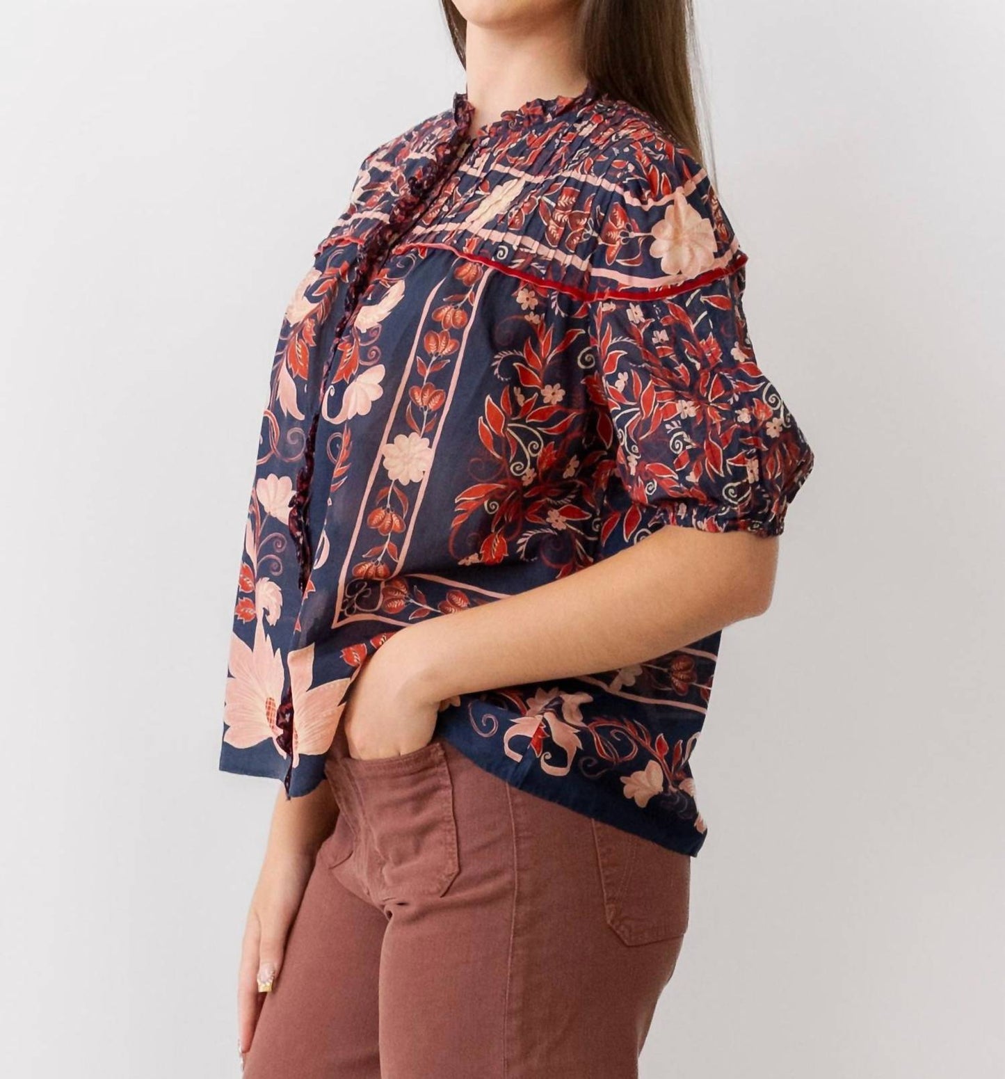 Farm Rio - Puff-sleeve Button Down Blouse
