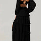 Astr - Anora Vneck Pleated Tiered Maxi Dress