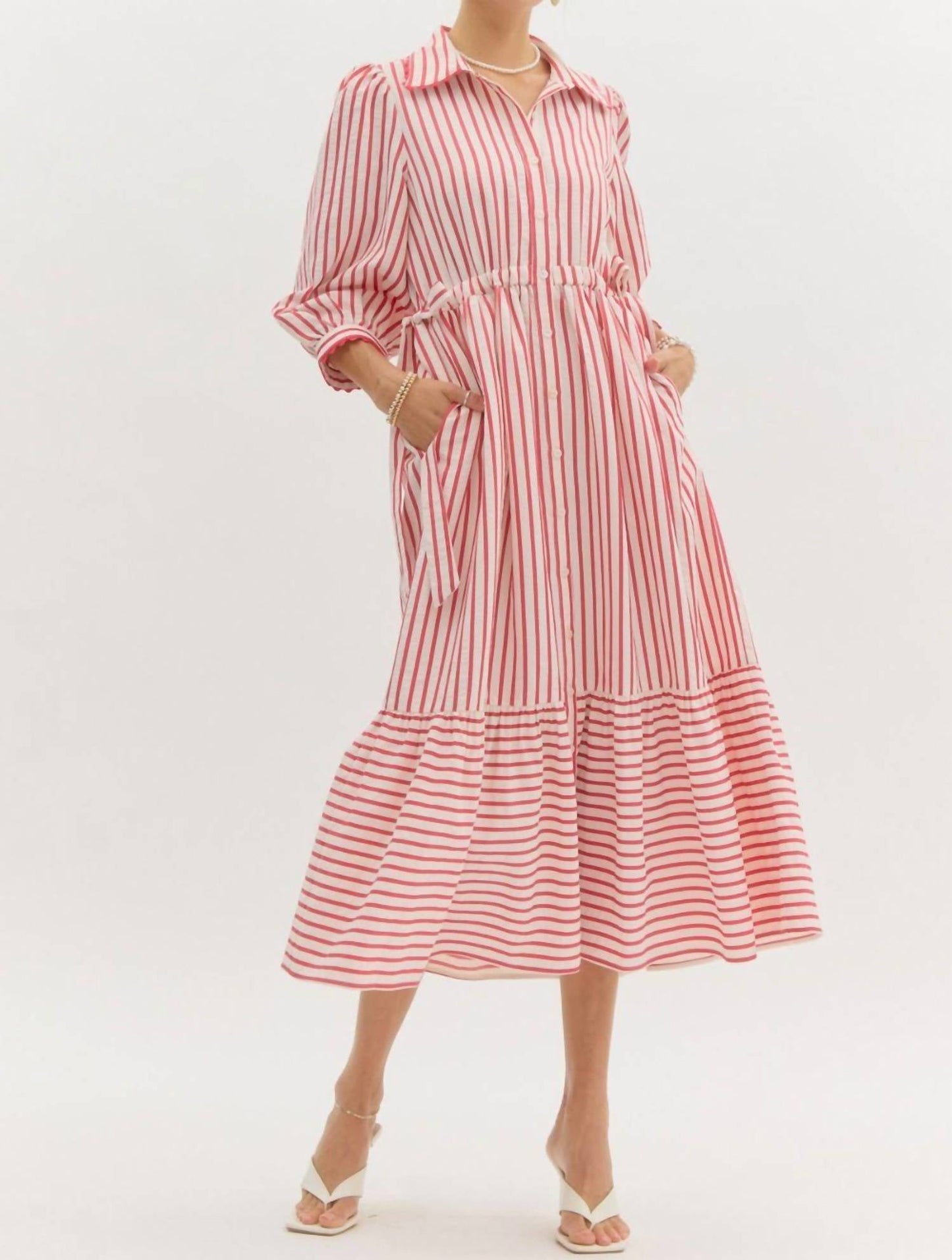 Entro - Fallon Striped Midi Dress