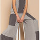 Pol - Ribbed Contrast Fabric Panel Wide Leg Pants