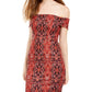 CRYSTAL DOLLS Womens Red Paisley Sleeveless Off Shoulder Short Body Con Party Dress Size XXS