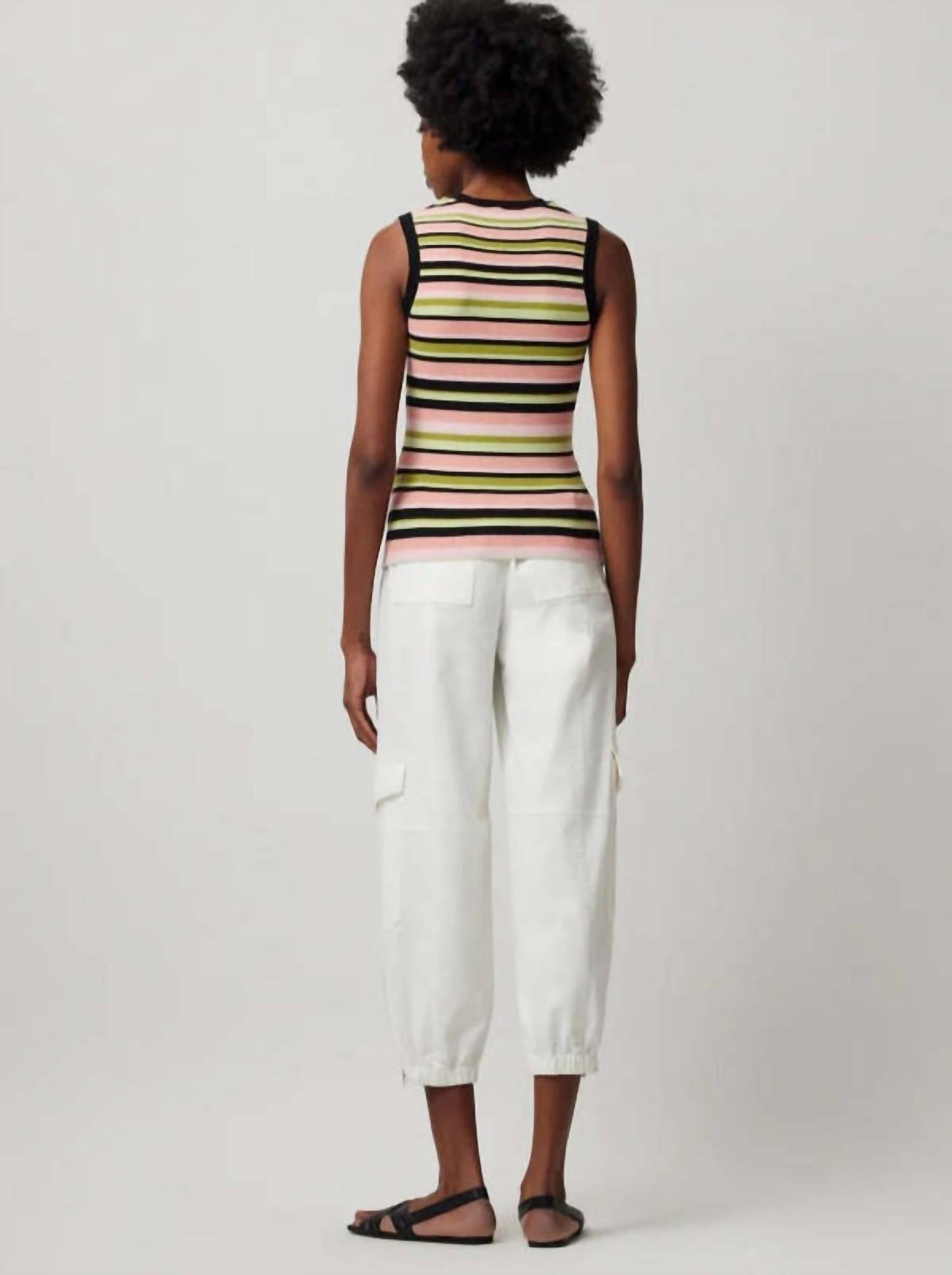 Atm - Yarn Stripe Tank Top - Petite