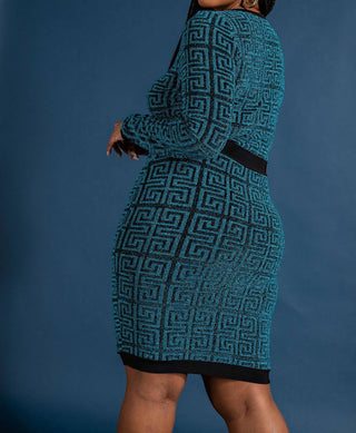 The Curve La - Plus Size Monogram-pattern Zip-up Dress