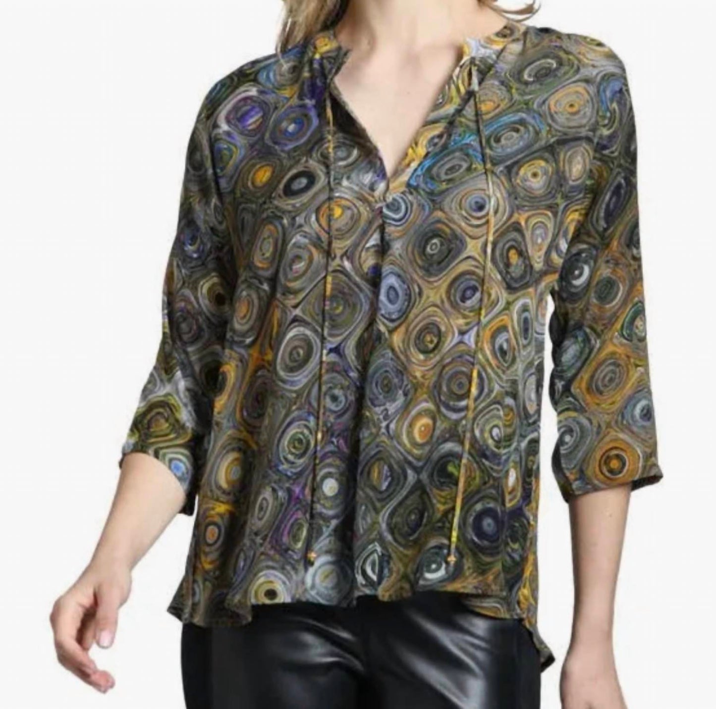 Apny - V-neck With Tassel Blouse