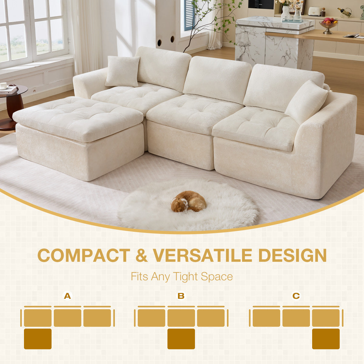 110'' Cloud Sectional Couch for Living Room