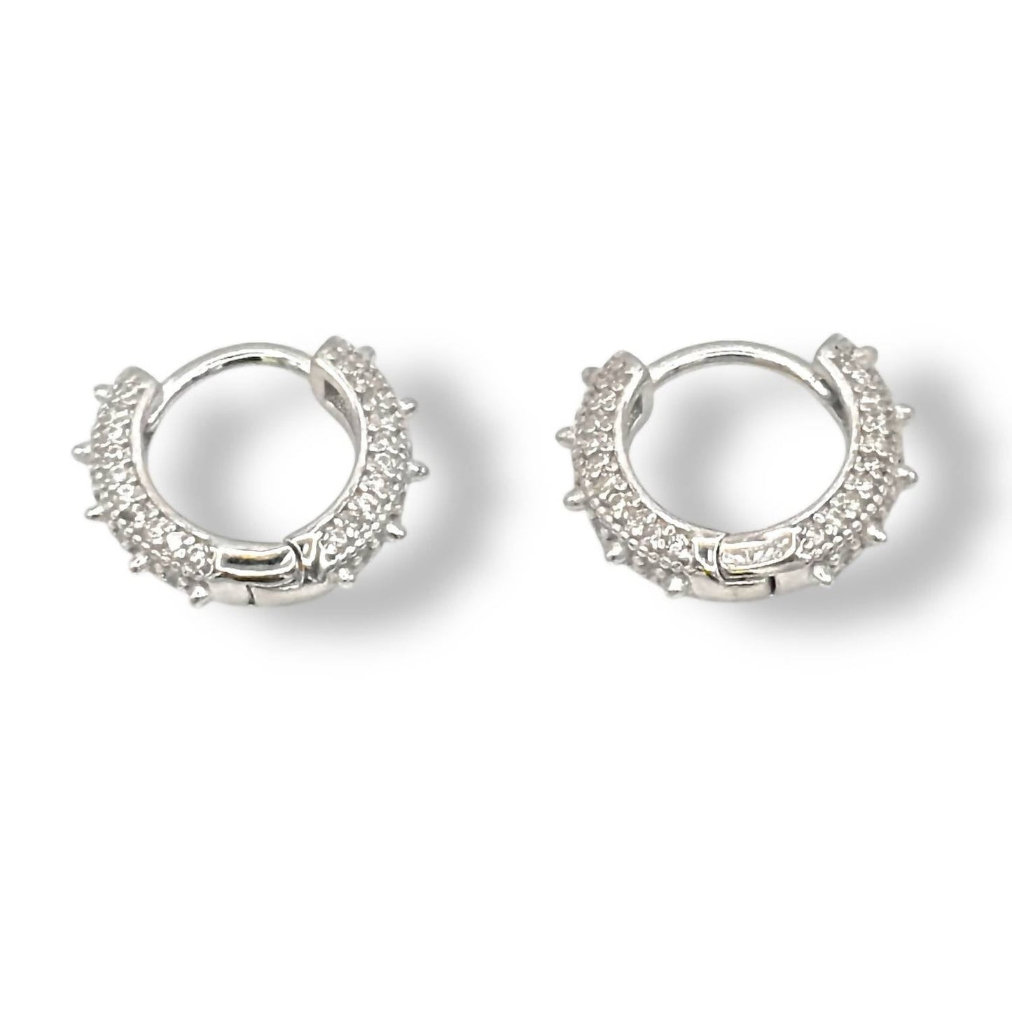 Jagged Halo Jewelry - Women's Crystal Spike Mini Huggie Hoop Earrings