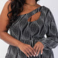 The Curve La - Plus Size Glitter Knit One Shoulder Dress With Cutout