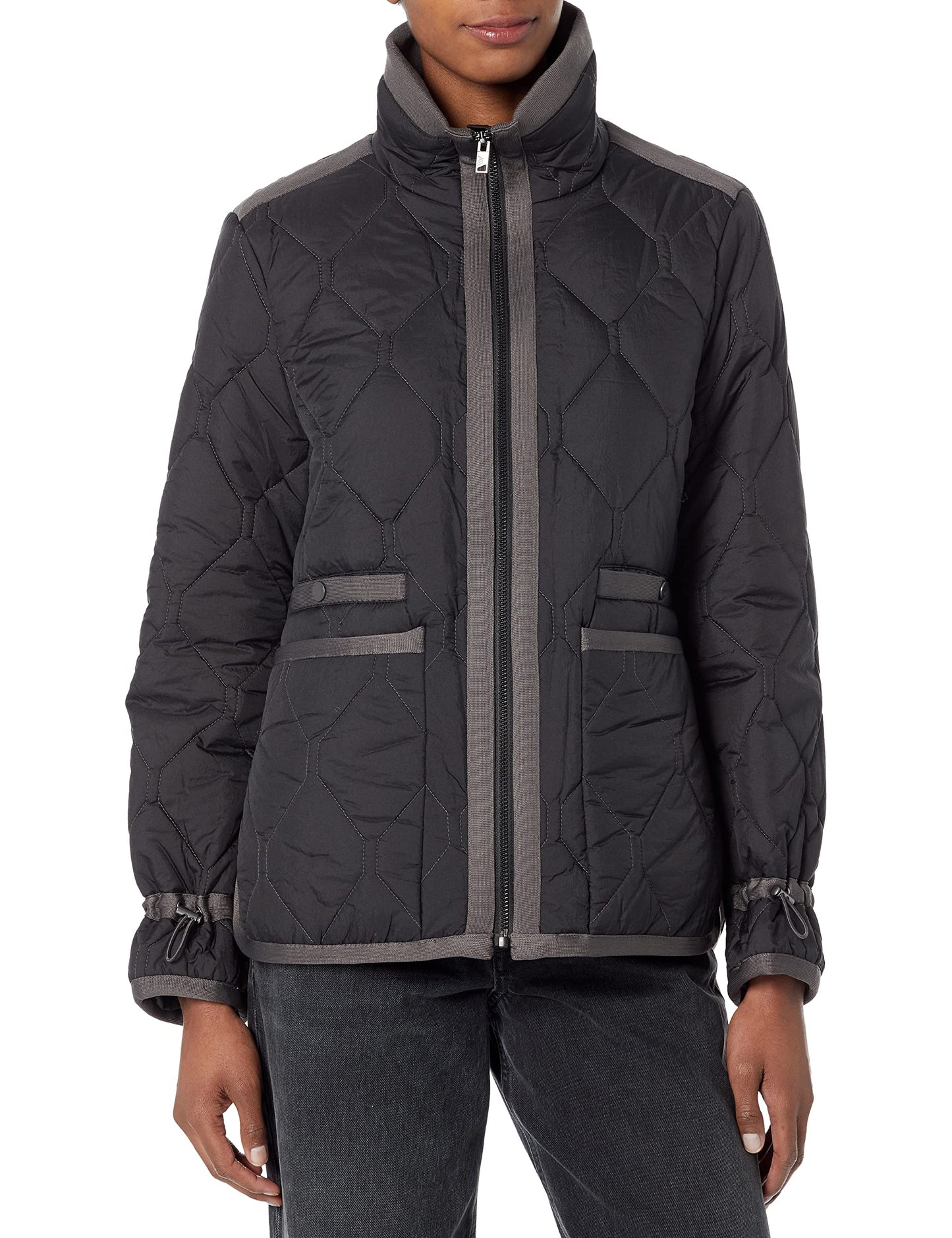 Andrew Marc Women's Devoe Relaxed Fit Puffer Quilted Jacket, Crinkle Black, Small