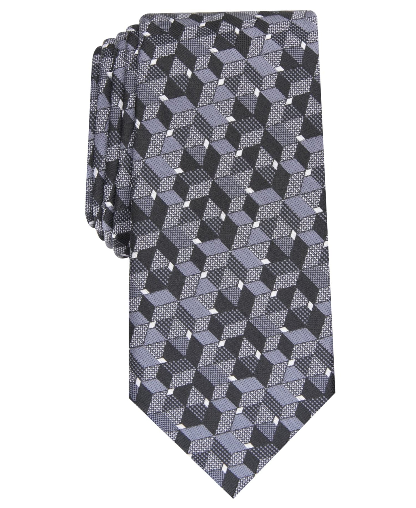 Alfani Mens Mooring Geo Silk Blend Business Neck Tie Black O/S
