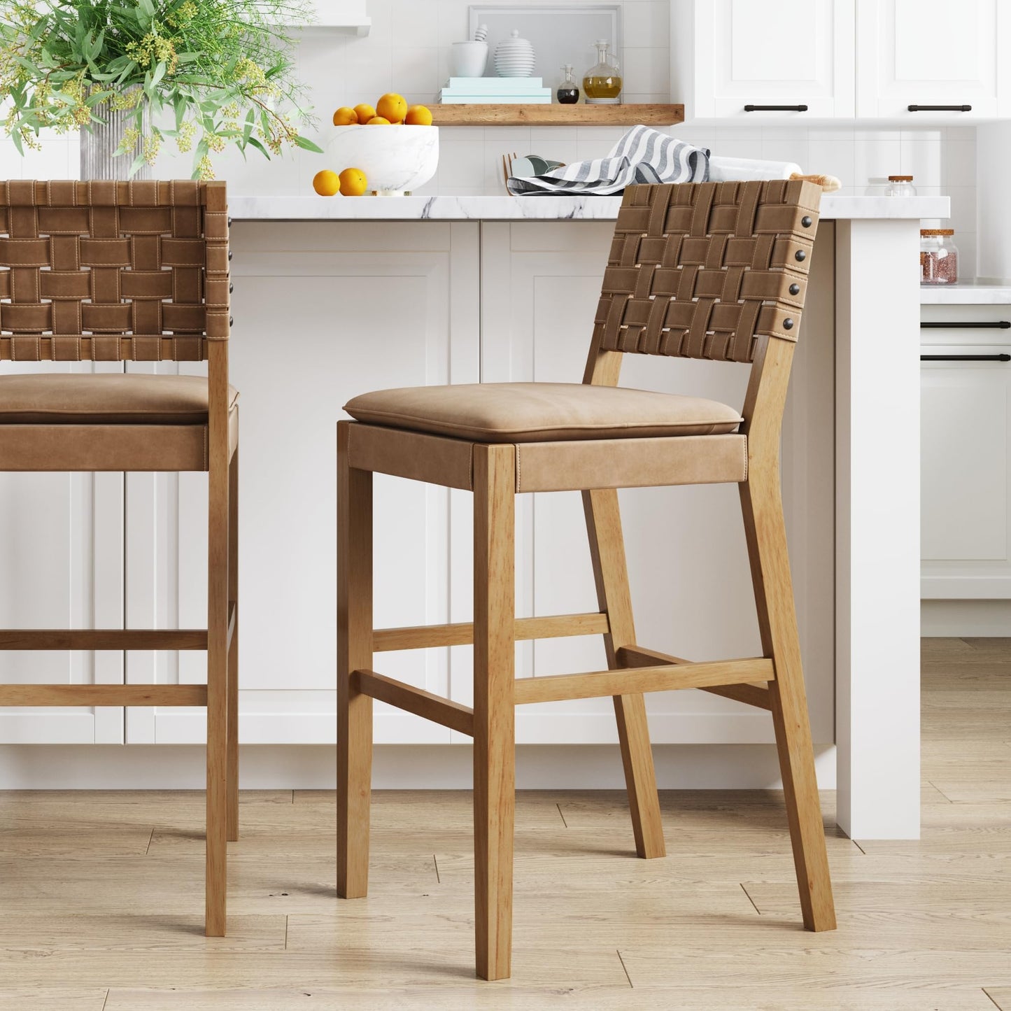 Nathan James Cohen MidCentury Modern Wood Bar Stool  Set of 4