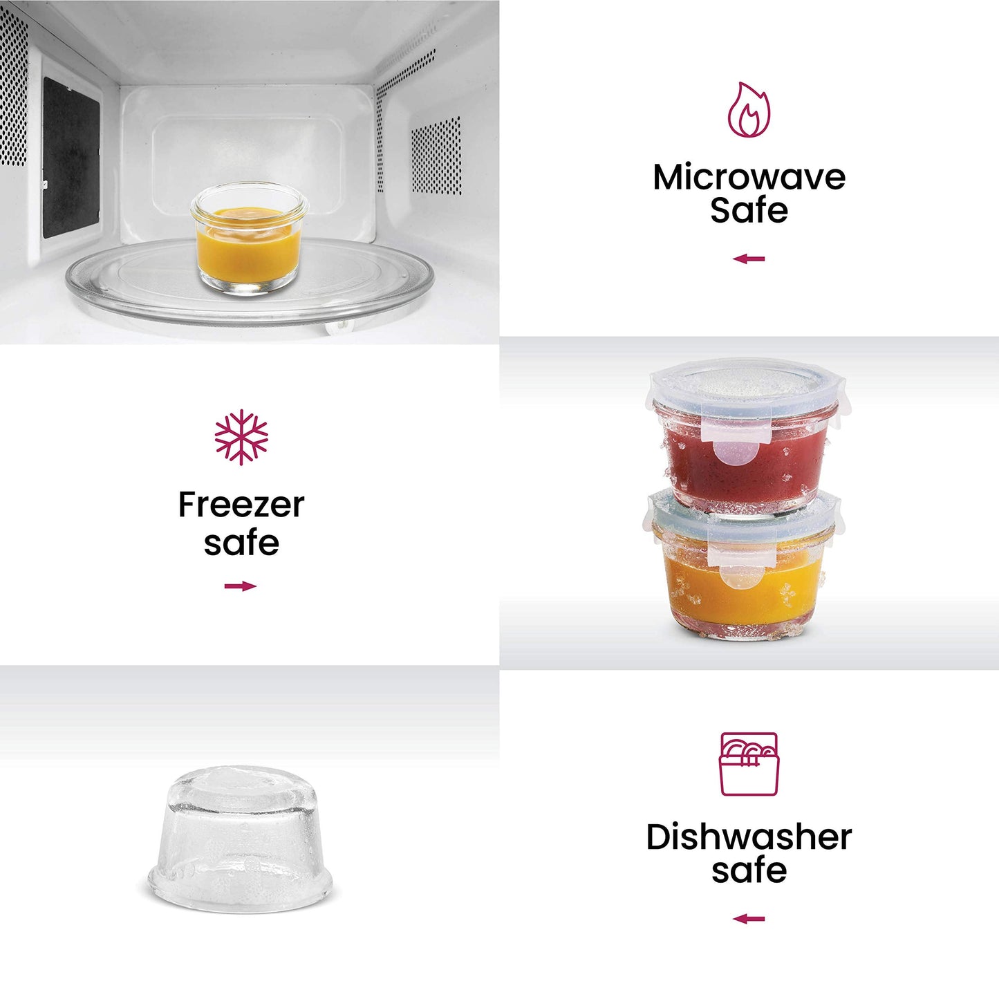 4 Oz Glass Food Containers - 6 Piece Set