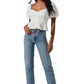 Bubble Short Sleeve Button Front Top