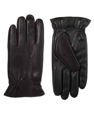 Isotoner Mens Faux Leather Fleece Lined Driving Gloves Black XL