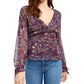Q & A Womens V-Neck Ruffled Top Purple M