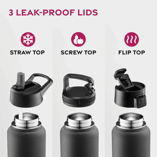 Insulated Sports Water Bottle with Straw