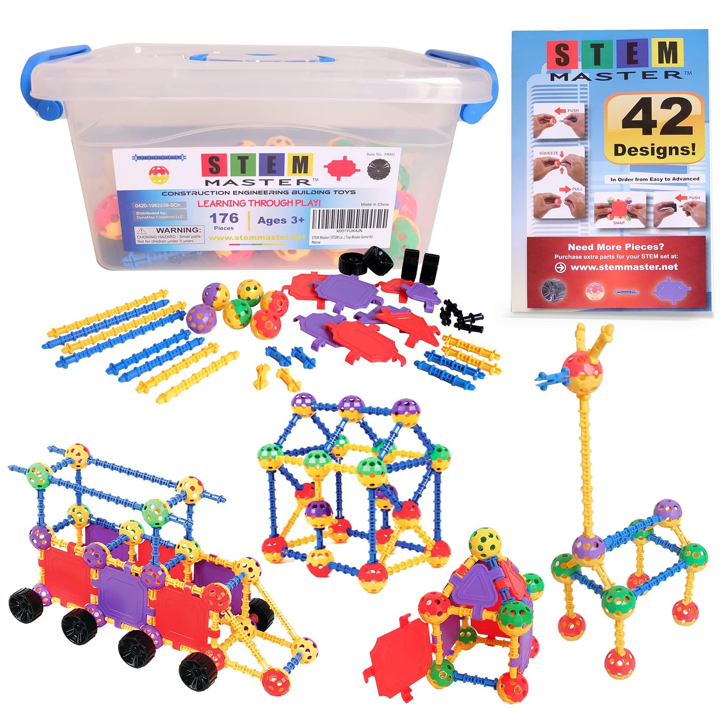 Educational Building Blocks Kit - 176 Pieces  (Ages 4-8)
