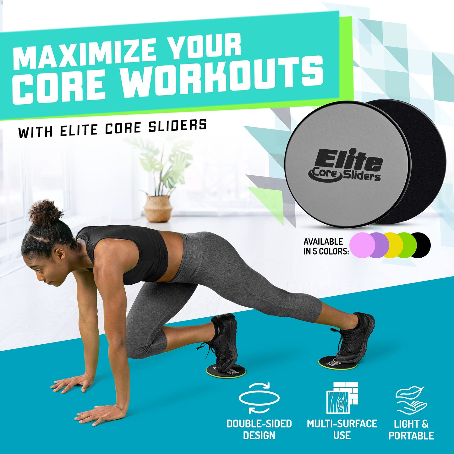 Core Sliders for Full Body Workout - Pack of 2