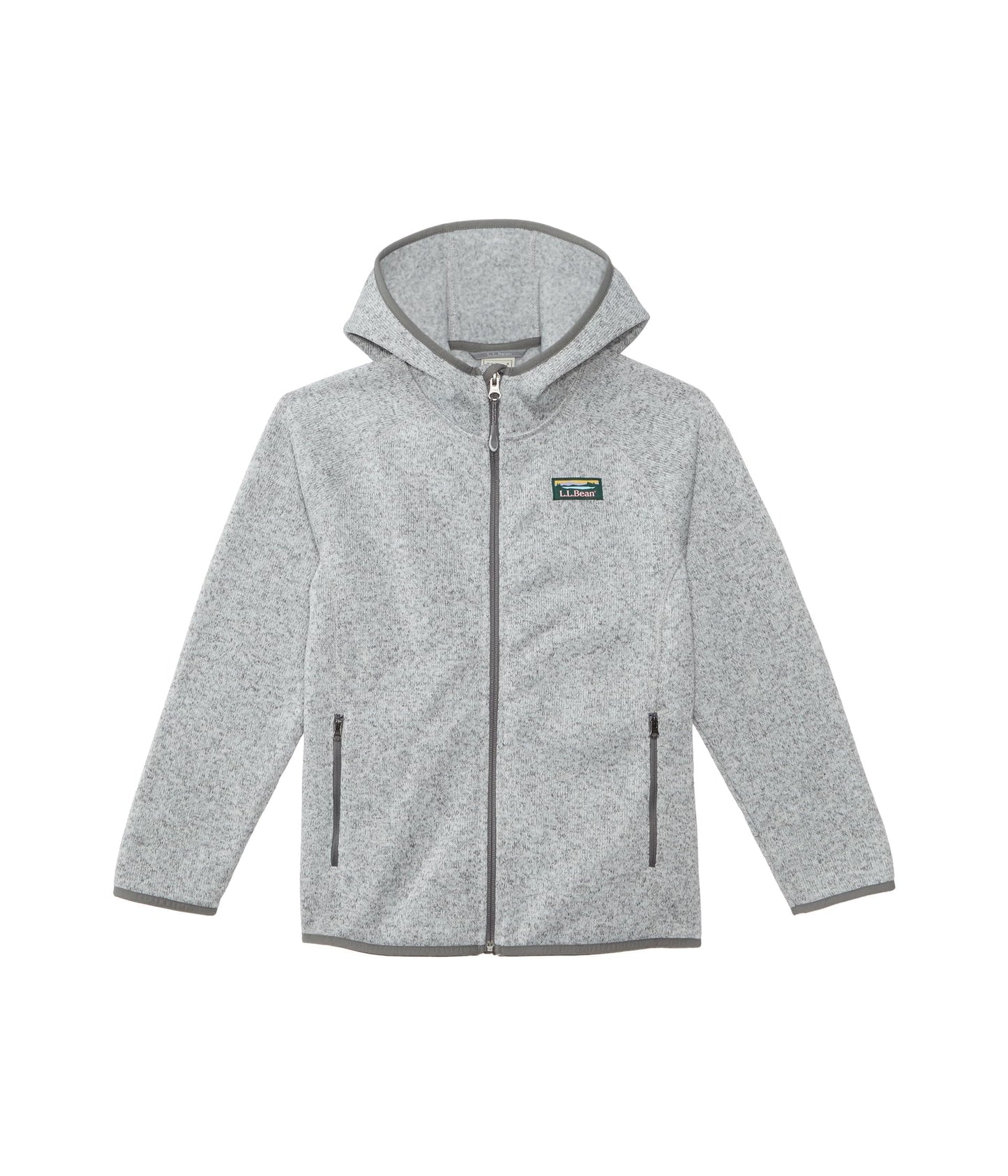 LLBean Kids Sweater Fleece Hooded Jacket - Pewter