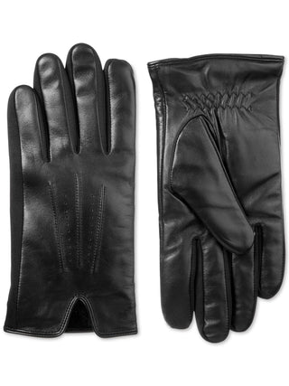 Isotoner Mens Leather Sleek Heat Leather Gloves Black XL