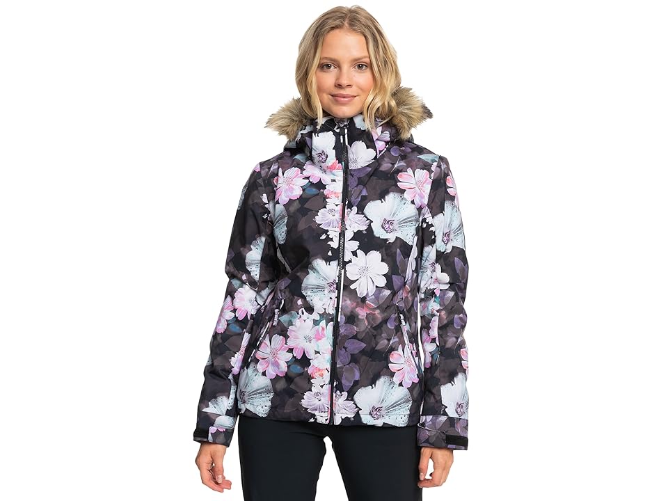 Roxy Women's Jet Ski Snow Jacket - True Black Blurry Flower