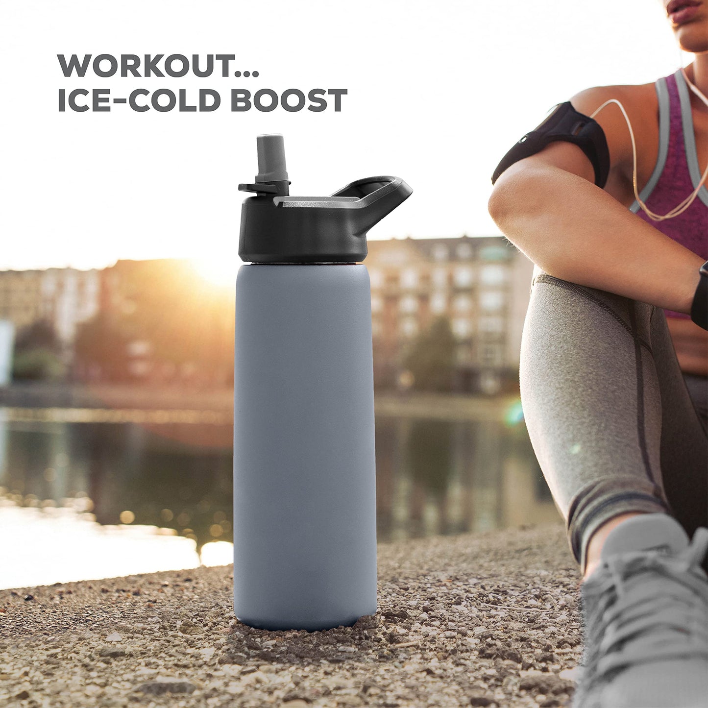 Insulated Sports Water Bottle with Straw
