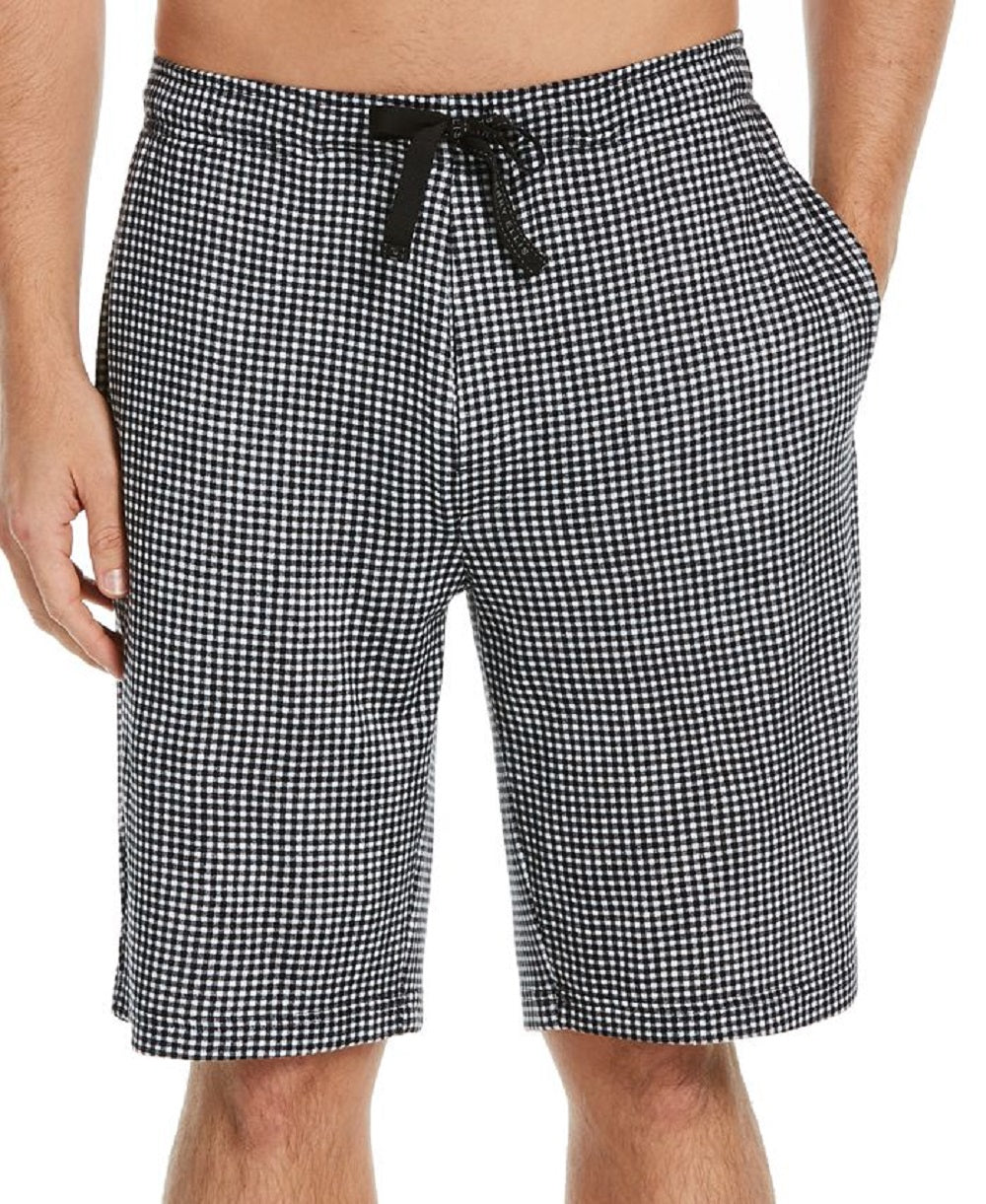 Perry Ellis Men's Gingham Check Pajama Shorts Black Size Large