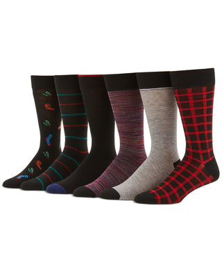 Perry Ellis Men's 6 Pk Holiday Comfort Stretch Socks Assorted Size Regular