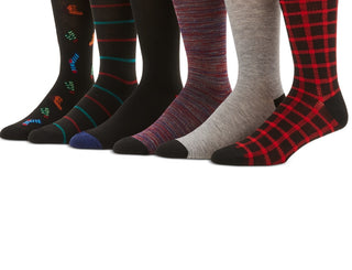 Perry Ellis Men's 6 Pk Holiday Comfort Stretch Socks Assorted Size Regular