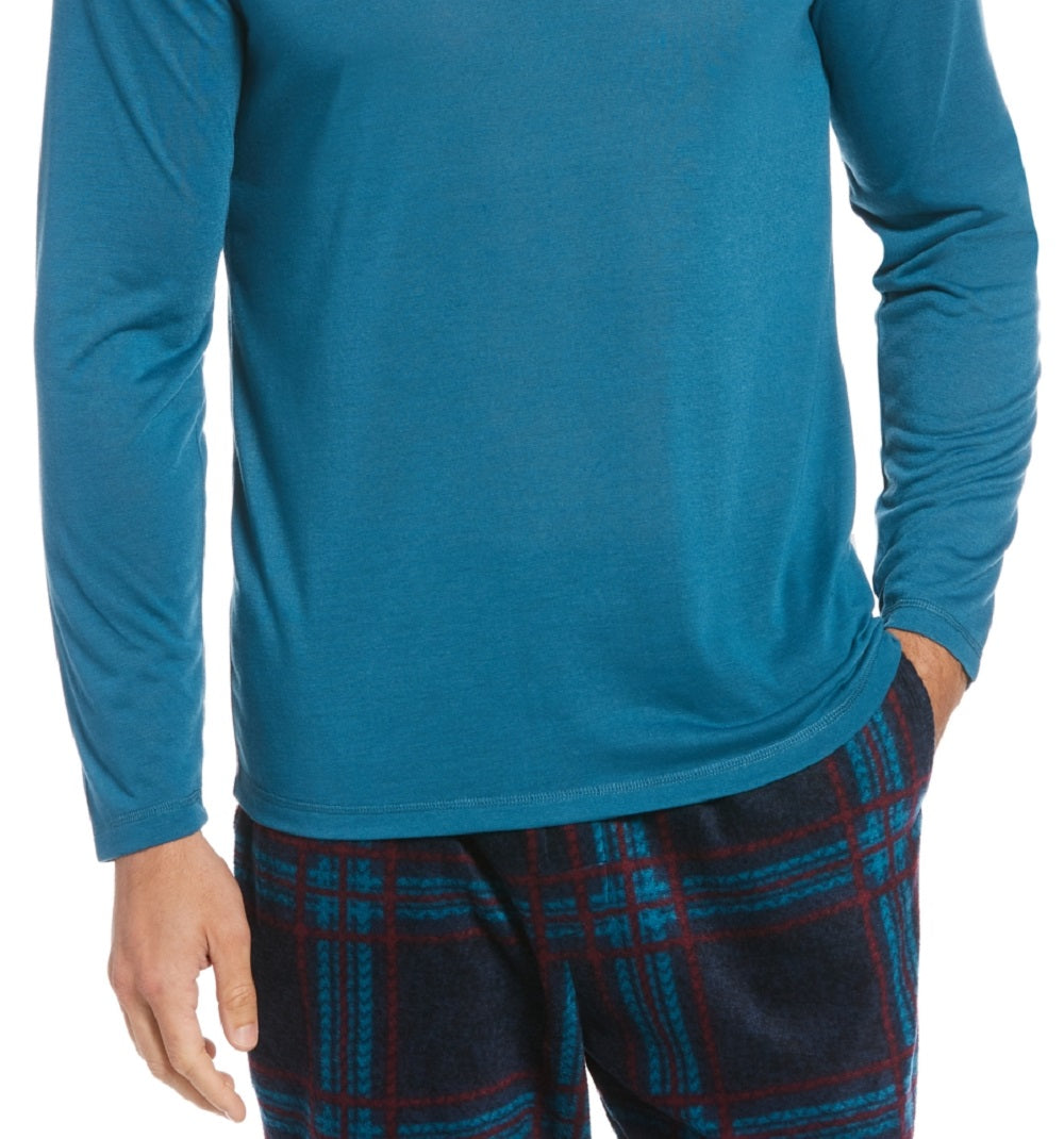 Perry Ellis Men's Jersey Long Sleeve Pajama T-Shirt Blue Size Small