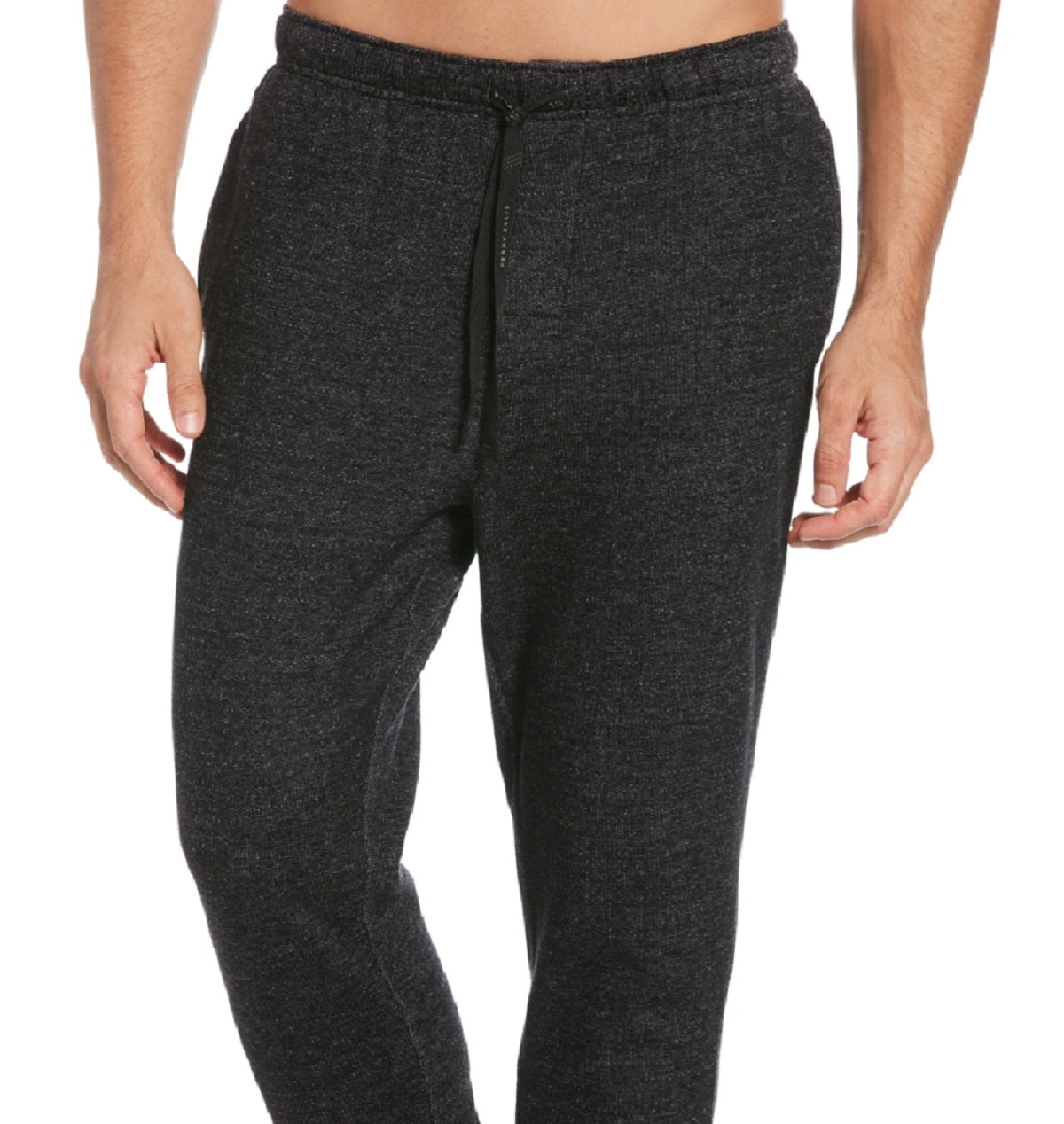 Perry Ellis Men's Heather Textured Knit Jogger Pants Black Size Small