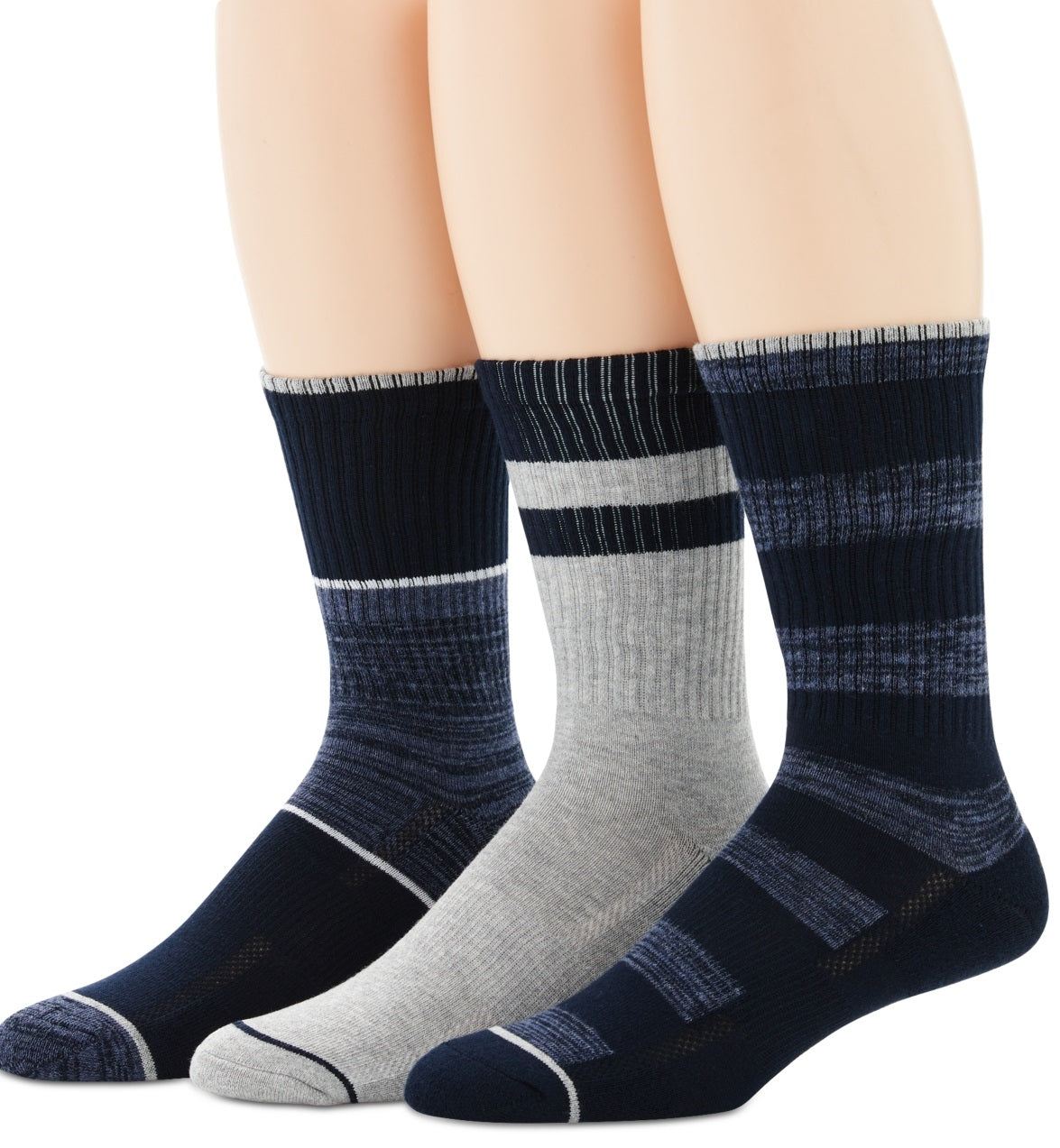 Perry Ellis Men's Casual Crew Ribbed 3Pk Socks Blue Size Regular
