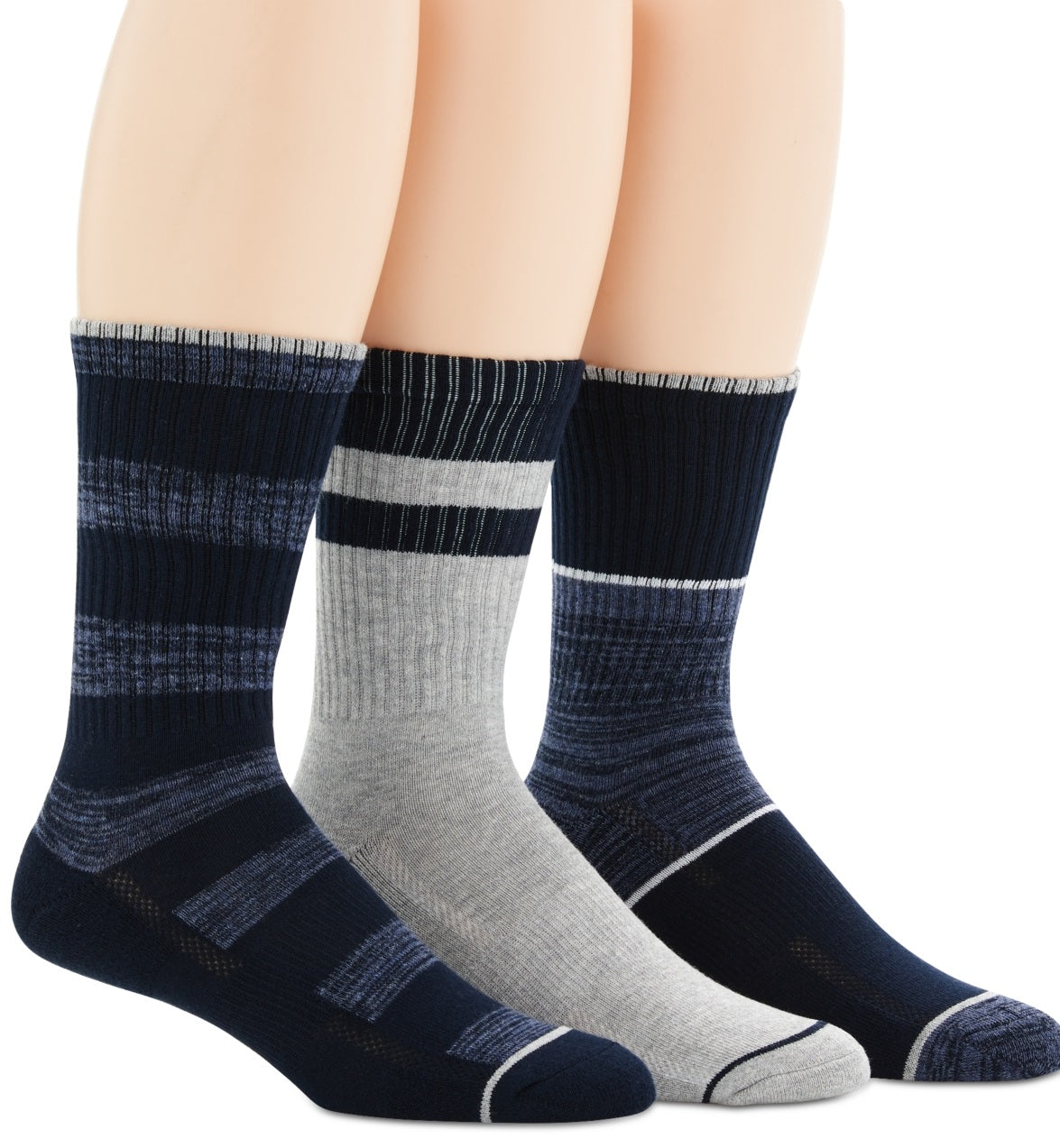 Perry Ellis Men's Casual Crew Ribbed 3Pk Socks Blue Size Regular