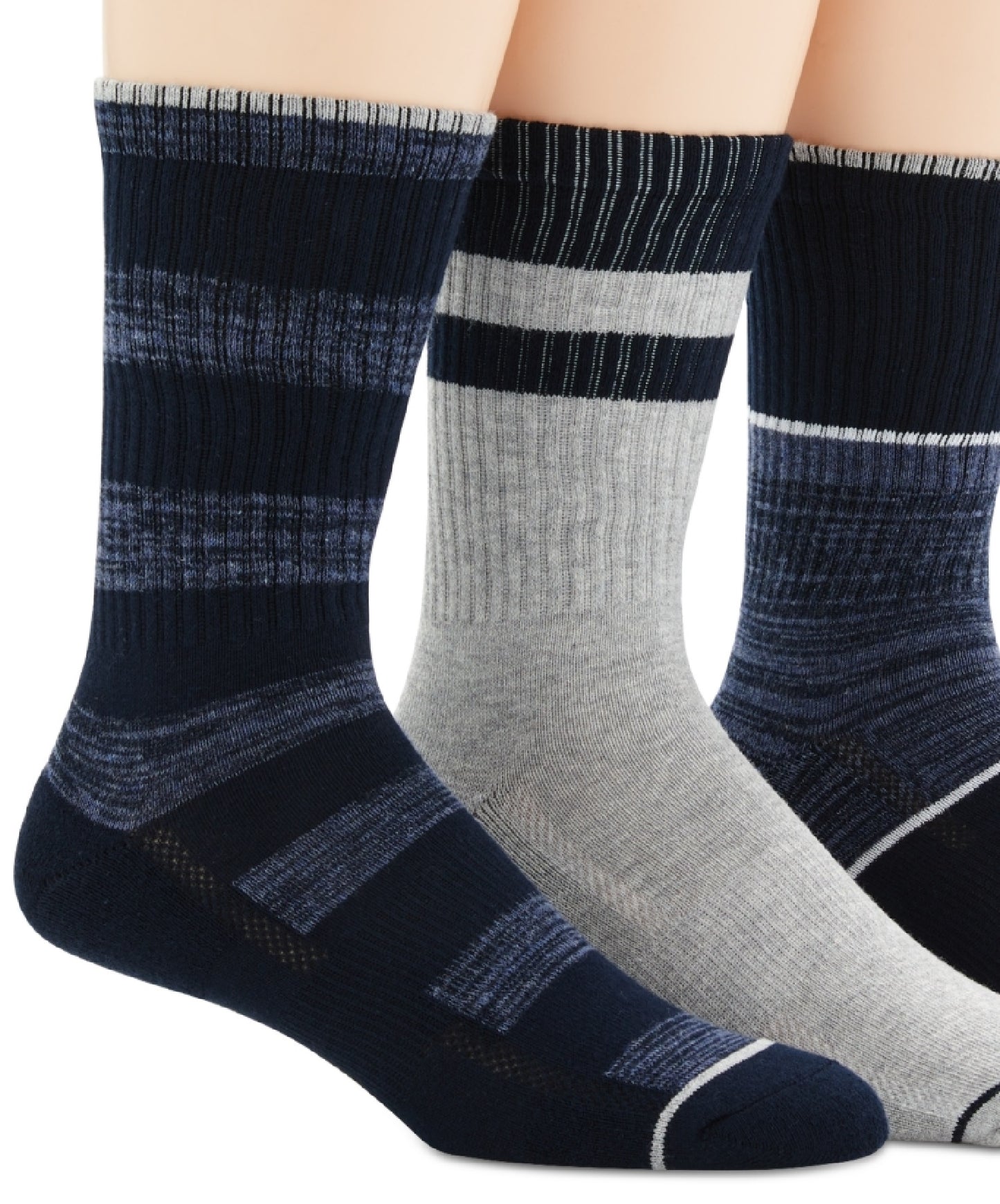 Perry Ellis Men's Casual Crew Ribbed 3Pk Socks Blue Size Regular