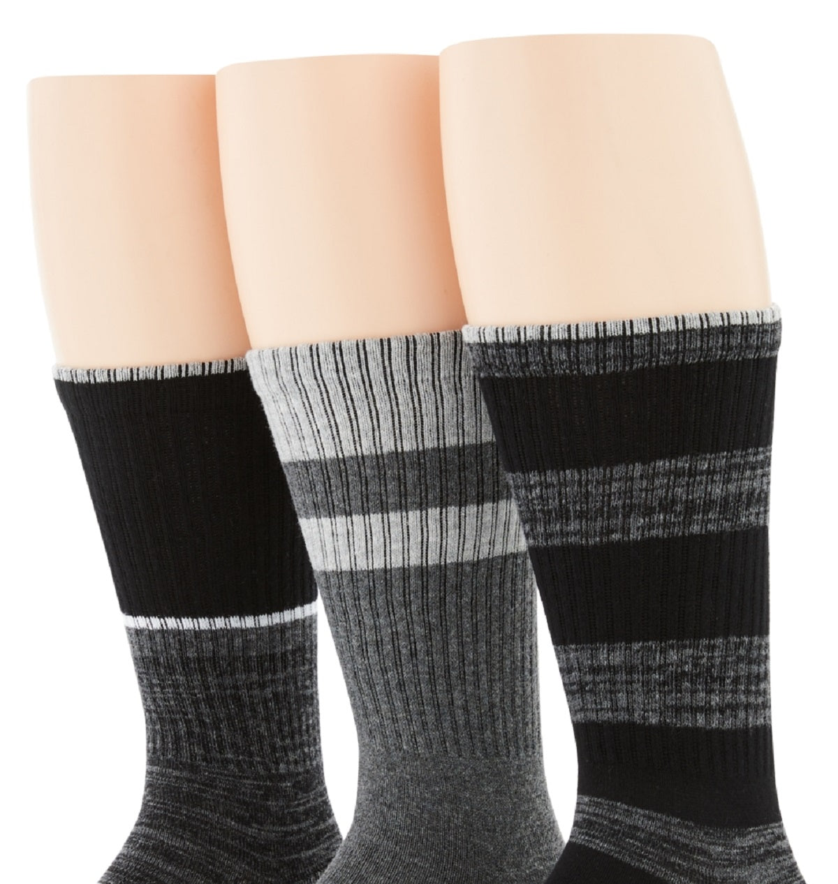 Perry Ellis Men's 3 Pk Casual Crew Ribbed Socks Black Size Regular