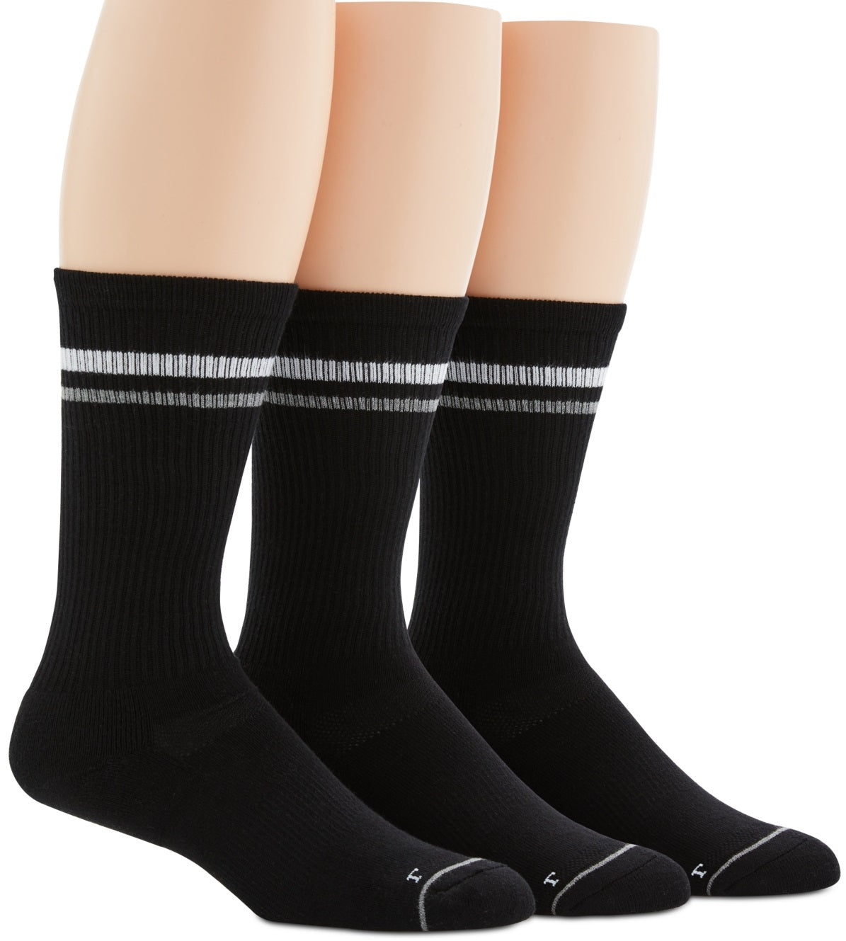Perry Ellis Men's Retro Stripe Crew Pack Of 3 Socks Black Size Regular