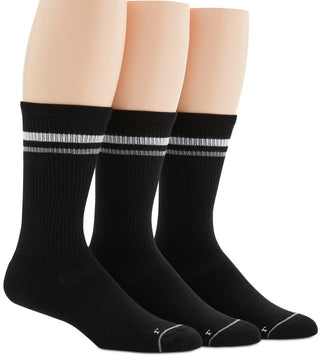 Perry Ellis Men's Retro Stripe Crew Pack Of 3 Socks Black Size Regular