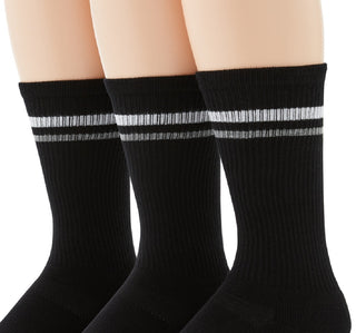 Perry Ellis Men's Retro Stripe Crew Pack Of 3 Socks Black Size Regular