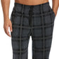Perry Ellis Portfolio Men's Windowpane Plaid Textured Fleece Pajama Pants Black Size Small