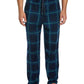 Perry Ellis Portfolio Men's Windowpane Plaid Textured Fleece Pajama Pants Blue