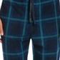 Perry Ellis Portfolio Men's Windowpane Plaid Textured Fleece Pajama Pants Blue