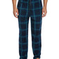Perry Ellis Portfolio Men's Windowpane Plaid Textured Fleece Pajama Pants Blue Size X-Large