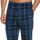 Perry Ellis Portfolio Men's Windowpane Plaid Textured Fleece Pajama Pants Blue Size X-Large