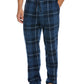 Perry Ellis Portfolio Men's Windowpane Plaid Textured Fleece Pajama Pants Blue Size X-Large