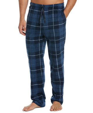 Perry Ellis Portfolio Men's Windowpane Plaid Textured Fleece Pajama Pants Blue Size X-Large
