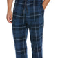 Perry Ellis Portfolio Men's Windowpane Plaid Textured Fleece Pajama Pants Blue Size Medium