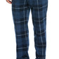 Perry Ellis Portfolio Men's Windowpane Plaid Textured Fleece Pajama Pants Blue Size Medium
