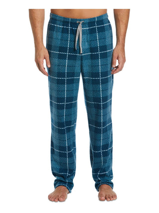 Perry Ellis Portfolio Men's Windowpane Plaid Textured Fleece Pajama Pants Blue Size X-Large