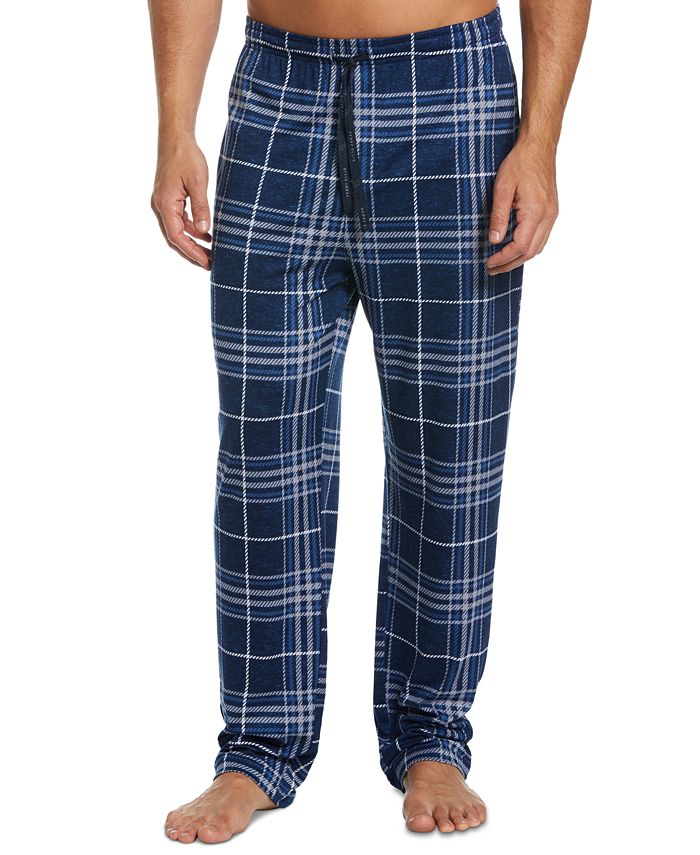 Perry Ellis Men's Plaid Knit Pajama Pants Blue Size Medium