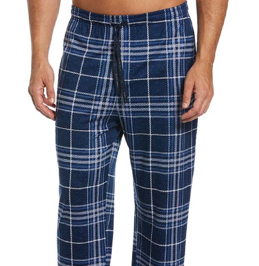 Perry Ellis Men's Plaid Knit Pajama Pants Blue Size Medium