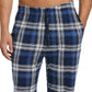 Perry Ellis Portfolio Men's Windowpane Plaid Knit Pajama Pants Blue Size XL